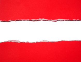 Pieces of torn or cut red paper, design elements isolated on transparent background.