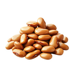 Pile of Glossy Brown Beans on White Background, Ideal for Cooking and Healthy Eating