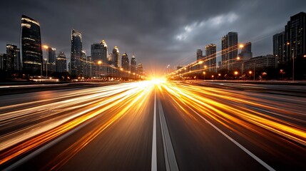 Obraz premium Streaks of Light illuminate a city