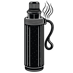 Water Bottle and Flask Canteen, thermos, collapsible water container Vector silhouette