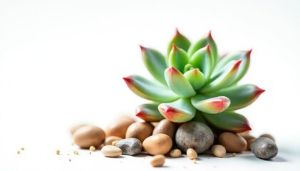 Fototapeta premium Tiny succulent plant isolated on white background, botanical, flowers