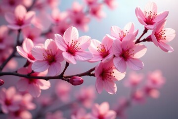 Fototapeta premium Vibrant sakura branches, full bloom, overlapping petals, colorful, sakura, flower