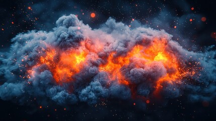 Explosive cloud of fire and smoke