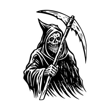 Grim reaper illustration in vintage style
