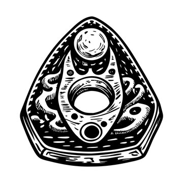 A vintage style illustration showing ouija board