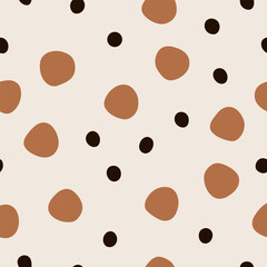Coffee beans seamless pattern. Abstract animal skin polka dot seamless texture for wallpaper design. Beautiful seamless patter with coffee beans.