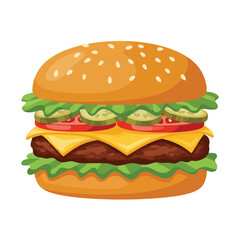 2D flat vector illustration hamburger isolated on a white background. 