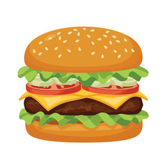 2D flat vector illustration hamburger isolated on a white background. 