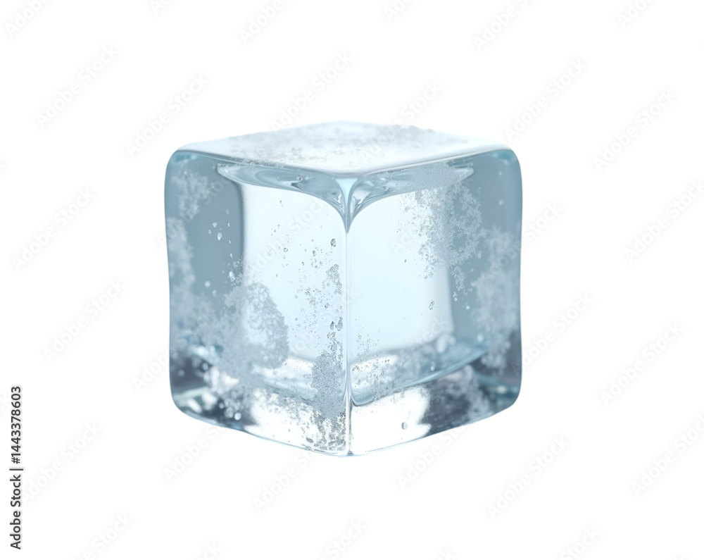 Poster detailed 3d ice cube render, a chillingly beautiful visual for refreshment and purity concepts depic