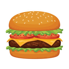 2D flat vector illustration hamburger isolated on a white background. 