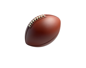 Detailed 3D Rendering of a Classic American Football Suspended Mid-Air, Showcasing Realistic Textures and Design Elements in a Dynamic Composition