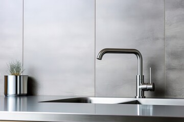 Modern Stainless Steel Kitchen Sink. Interior Design