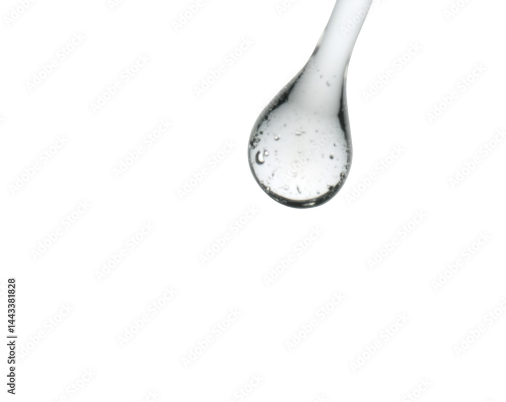 Poster detailed close-up of a translucent fluid droplet with bubbles on a minimalistic setting showcasing p
