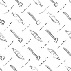 kitchen utensil pattern. kitchenware seamless pattern. doodle kitchen background