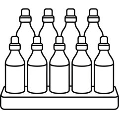 Water Bottle and Flask Canteen, thermos, collapsible water container Vector silhouette line art 
