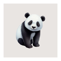 Naklejka premium A cute watercolor vector panda sitting peacefully. Perfect for nursery decor, children's books, posters, and cozy animal-themed illustrations in pastel tones.