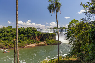 Panoramic view of the Iguazu Falls in Misiones, Argentina.