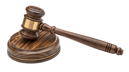 wooden gavel isolated on white background PNG. AI GENERATED