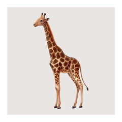 Obraz premium A graceful watercolor vector giraffe in natural tones. Perfect for educational designs, posters, travel themes, and sophisticated animal art projects.