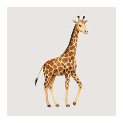 A playful watercolor vector giraffe in a fun pose. Great for birthday cards, stickers, kids' stories, and cheerful, colorful designs with jungle flair.