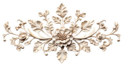 Ornate floral embellishment, cut out transparent