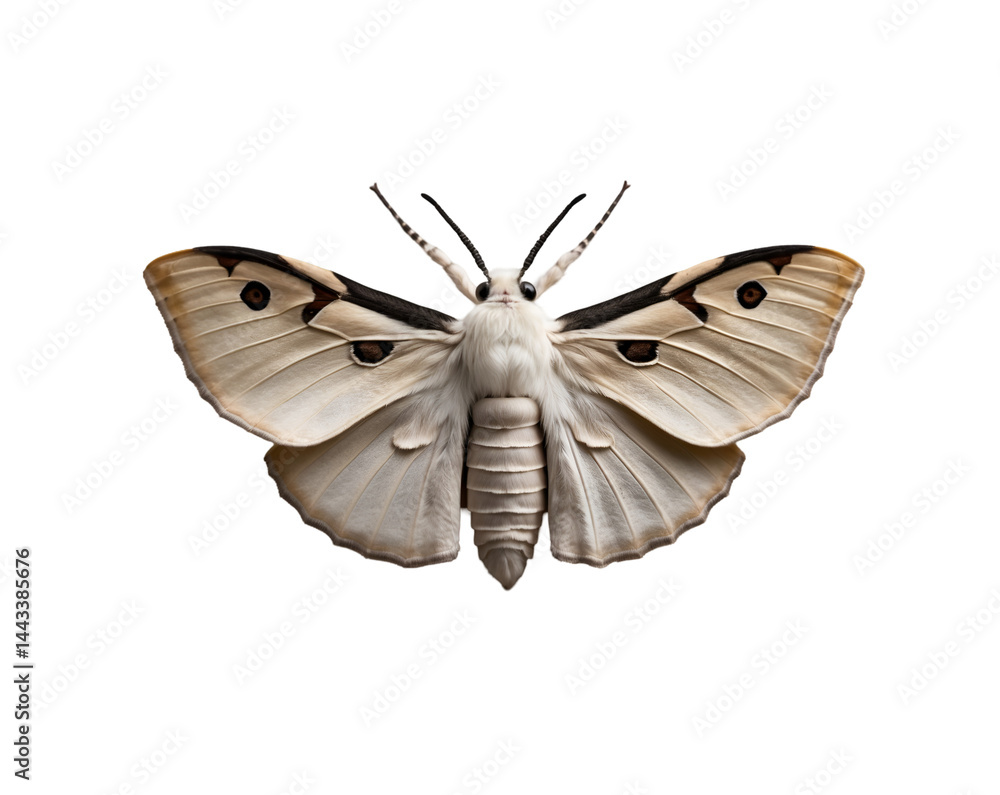 Poster detailed macro photograph showcasing the intricate patterns and textures of a cecropia moth with a r