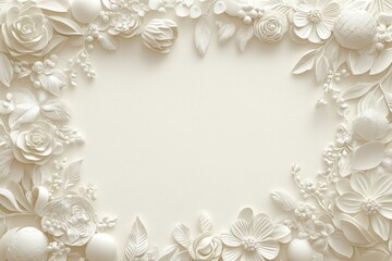 Elegant floral embossed frame on a light background.