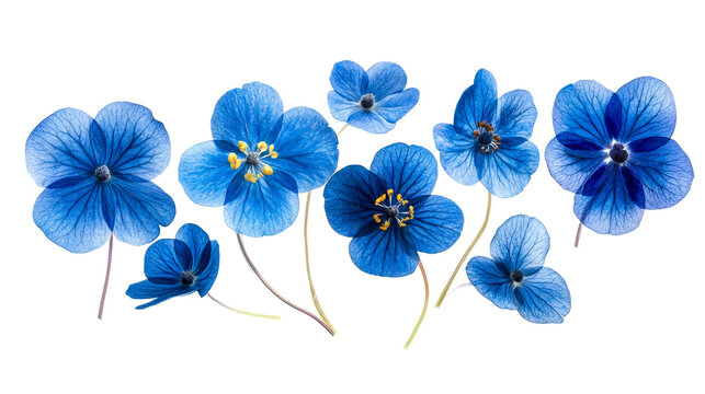 Blue geranium flower arrangement, cut out transparent