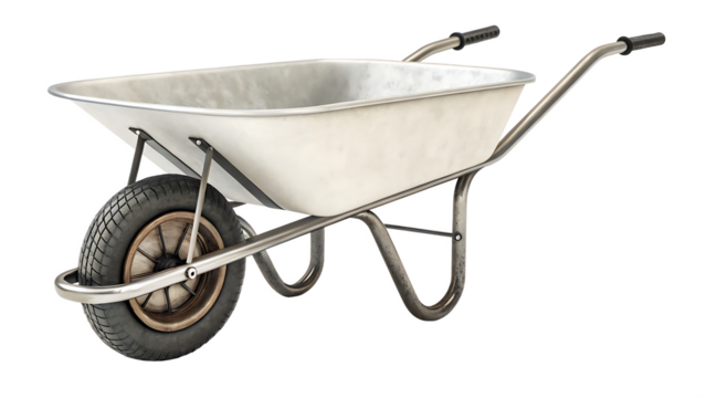 wheelbarrow isolated on white background PNG. AI GENERATED
