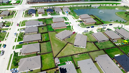 Lakeside new construction houses along Myrick Lane in rapid growing Princeton, Collin County, North Texas, clean energy efficiency home suburbs DFW metroplex, upscale waterfront residential area