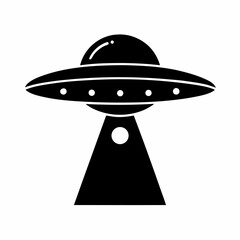 Unidentified flying object black vector on white background.