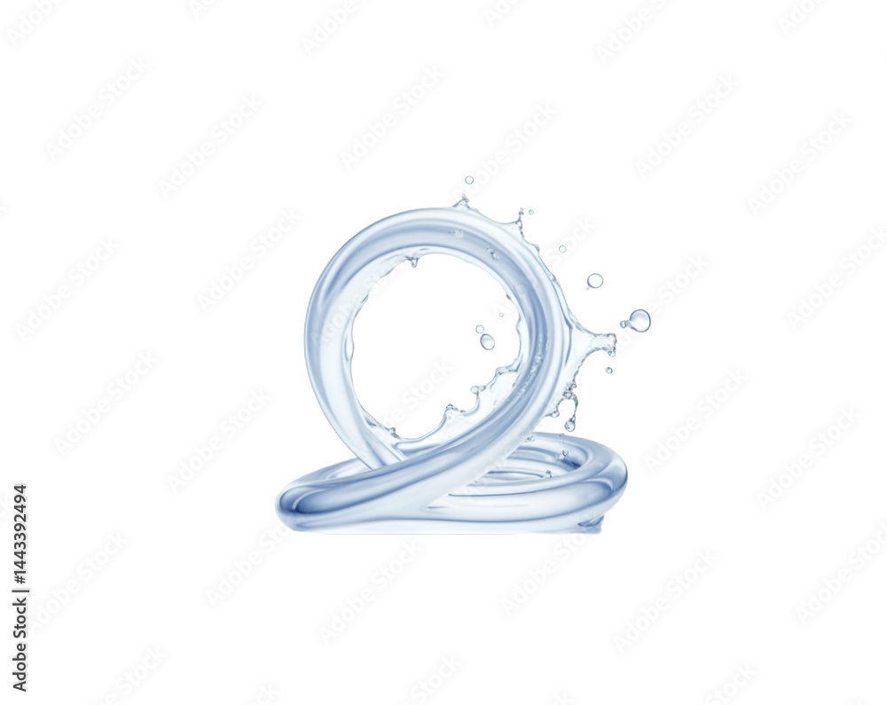 Aufkleber dynamic fluid motion, a mesmerizing double loop water splash gracefully curves and twists, capturing