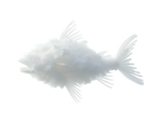 Dreamy Depiction, A Fish-Shaped Cloud Drifts Gently Across the Sky, Evoking a Sense of Wonder and Tranquility, Perfect for Nature or Conceptual Illustrations