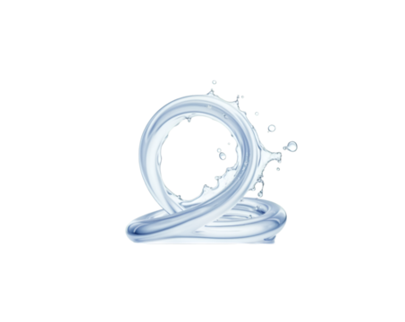 Dynamic fluid motion, A mesmerizing double loop water splash gracefully curves and twists, capturing a moment of ephemeral beauty with liquid artistry