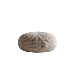 Elegant and minimalistic round pouf cushion in a neutral tone, perfect for adding a touch of comfort and style to any contemporary living space interior design