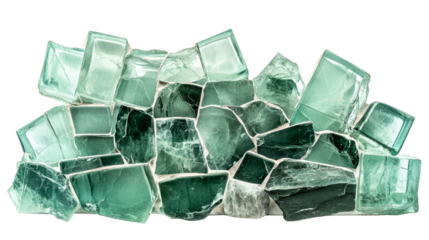 Aquamarine stone blocks mosaic arrangement, cut out transparent