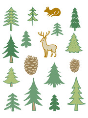 Green Forest Nature, Forest Tree Set