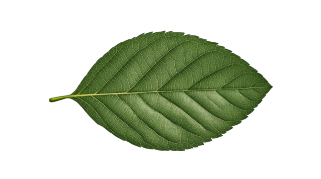 Green leaf close up, cut out transparent