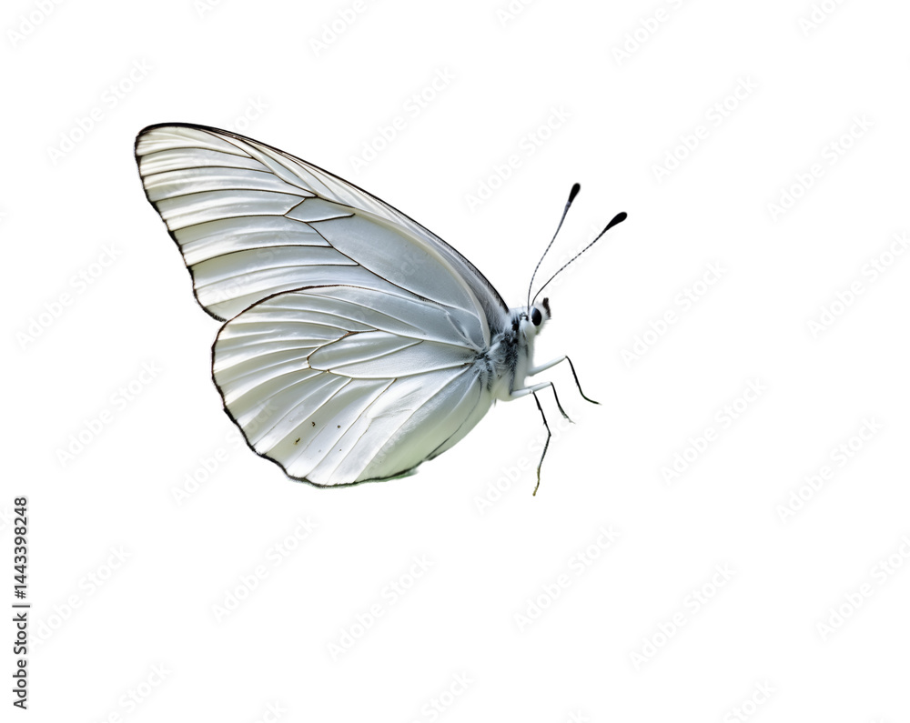 Poster elegant cabbage white butterfly with delicate wing patterns, gracefully fluttering on an isolated se