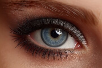 Close-up of dramatic smoky eye with charcoal, shimmer, and long lashes