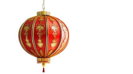 Red lantern decoration isolated, cut out transparent
