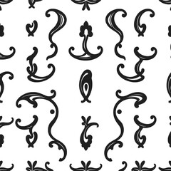 Seamless pattern vector floral vintage decorative design ornament wallpaper background art textile print black © Roxxxxxxxxx