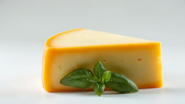 Gouda cheese standing alone on a surface