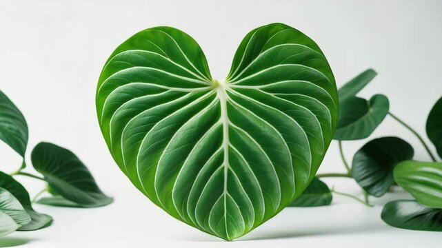 Gorgeous houseplant leaf showcasing a lace design on a white background.