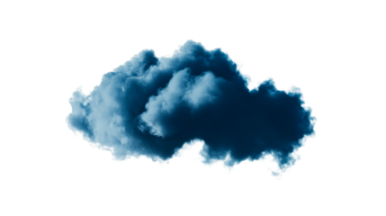 Isolated blue atmospheric cloud, cut out transparent