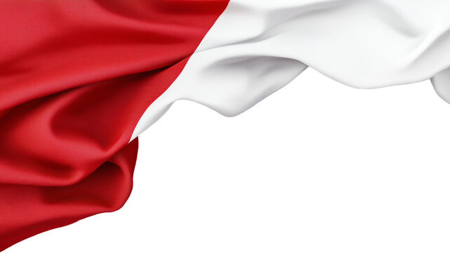 Realistyczna tekstura polskiej flagi z falującą czerwoną i białą tkaniną na przezroczystym tle