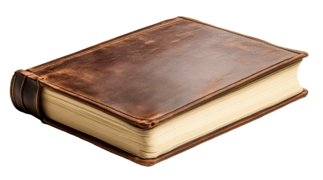 Old leather bound book, cut out transparent