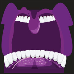 vampire mouth open, funny mouth, illustration