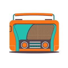 Vintage portable radio vector illustration retro style radio receiver music broadcast device design 