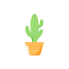 Green cactus plant in pot clip art illustration for decoration design and nature themed projects vector art